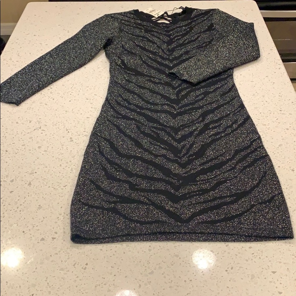 Zebra Print Sweater Dress XS Express